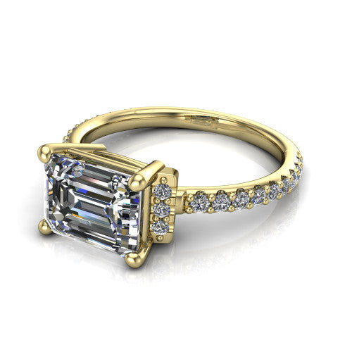 Ana Emerald Shape Classic Engagement Ring in 18K Yellow Gold