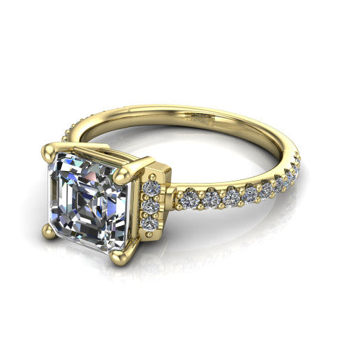Ana Square Emerald Shape Classic Engagement Ring in 18K Yellow Gold