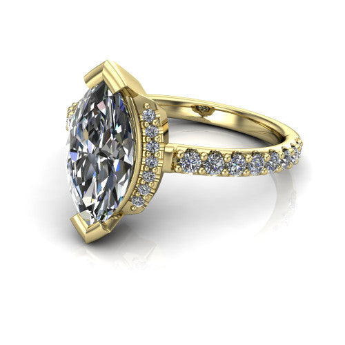 Ana Marquise Shape Classic Engagement Ring in 18K Yellow Gold