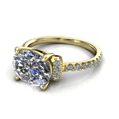 Ana Oval Shape Classic Engagement Ring in 14K Yellow Gold