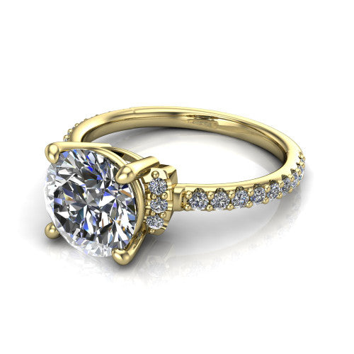 Ana Round Shape Classic Engagement Ring in 18K Yellow Gold