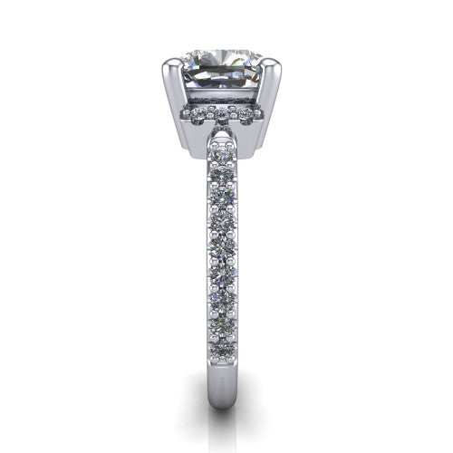 Ana Cushion Shape Classic Engagement Ring in 18K White Gold
