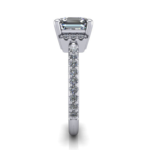 Ana Square Emerald Shape Classic Engagement Ring in Platinum