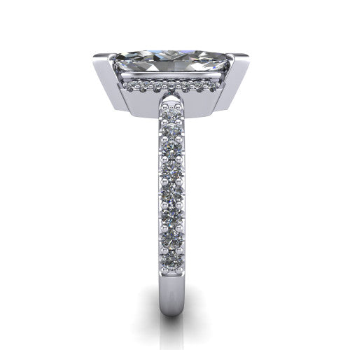 Ana Marquise Shape Classic Engagement Ring in 18K White Gold
