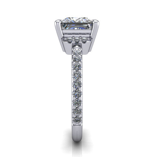 Ana Princess Shape Classic Engagement Ring in 18K White Gold