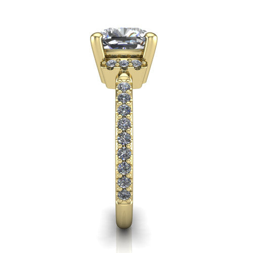 Ana Cushion Shape Classic Engagement Ring in 14K Yellow Gold