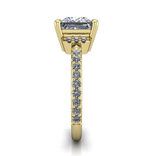 Ana Princess Shape Classic Engagement Ring in 14K Yellow Gold