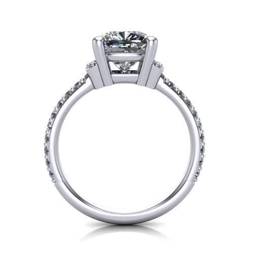 Ana Cushion Shape Classic Engagement Ring in 14K White Gold