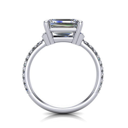 Ana Emerald Shape Classic Engagement Ring in 14K White Gold