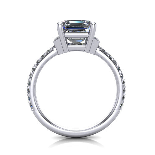 Ana Square Emerald Shape Classic Engagement Ring in 14K White Gold