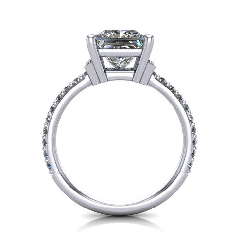 Ana Princess Shape Classic Engagement Ring in 14K White Gold