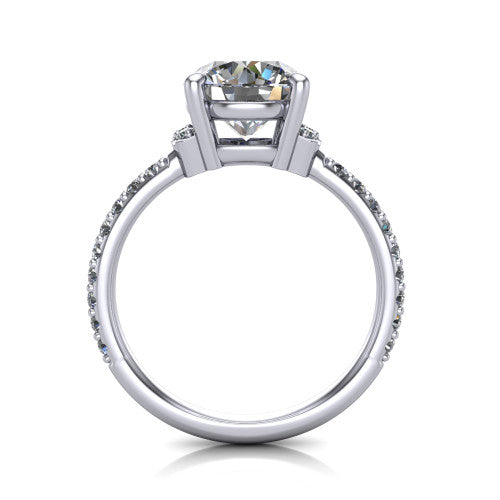 Ana Round Shape Classic Engagement Ring in 18K White Gold