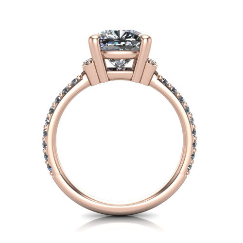 Ana Cushion Shape Classic Engagement Ring in 18K Rose Gold
