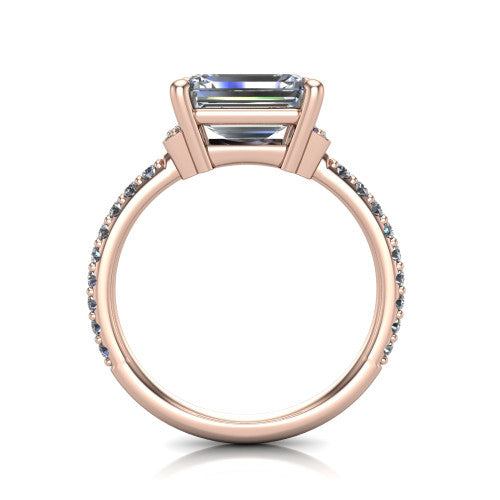 Ana Emerald Shape Classic Engagement Ring in 18K Rose Gold
