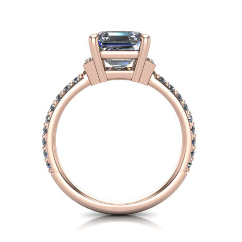 Ana Square Emerald Shape Classic Engagement Ring in 14K Rose Gold