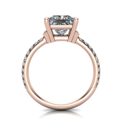 Ana Princess Shape Classic Engagement Ring in 14K Rose Gold