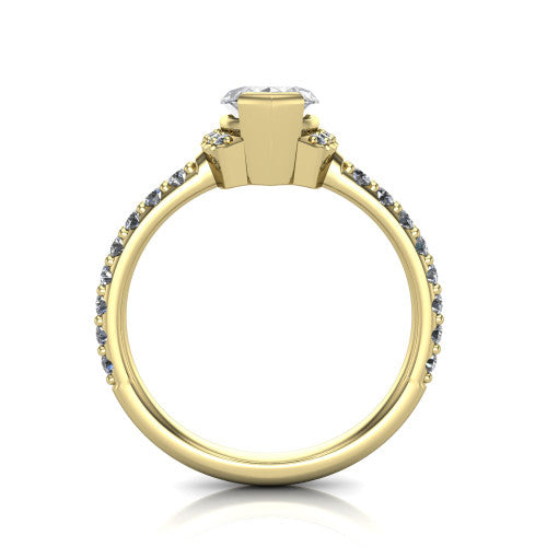 Ana Marquise Shape Classic Engagement Ring in 14K Yellow Gold