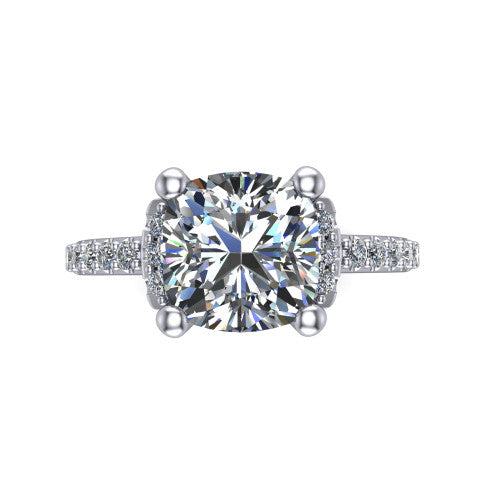 Ana Cushion Shape Classic Engagement Ring in 18K White Gold