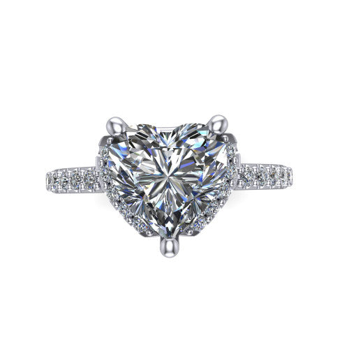 Ana Heart Shape Classic Engagement Ring in 18K White Gold