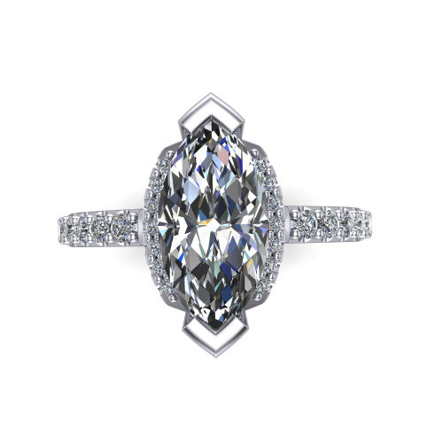 Ana Marquise Shape Classic Engagement Ring in Platinum