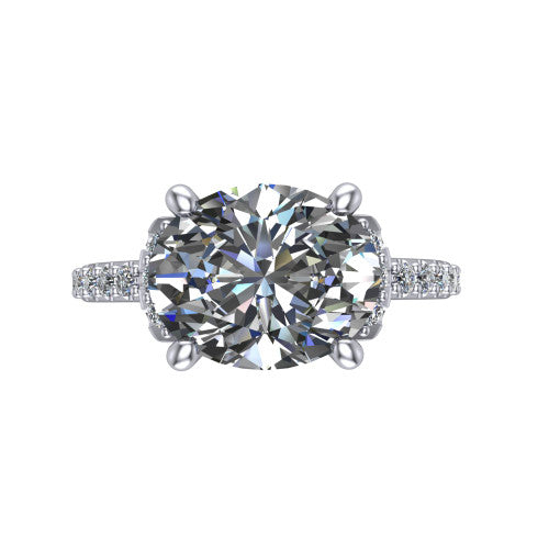 Ana Oval Shape Classic Engagement Ring in 18K White Gold