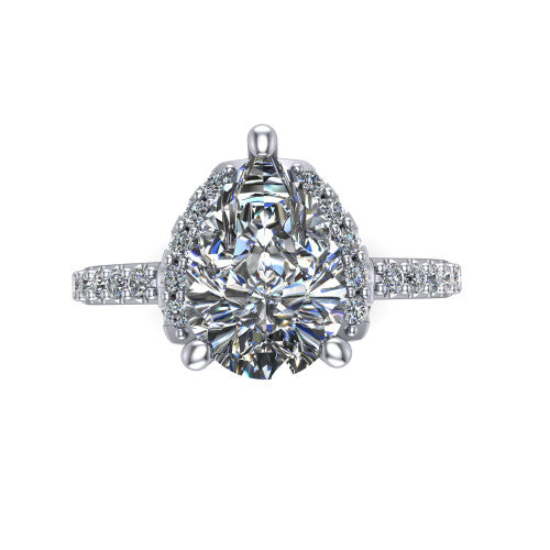 Ana Pear Shape Classic Engagement Ring in 14K White Gold
