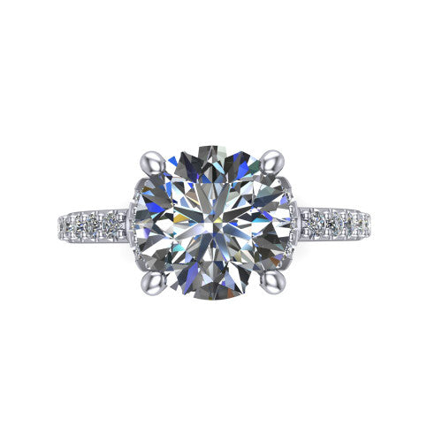 Ana Round Shape Classic Engagement Ring in 18K White Gold