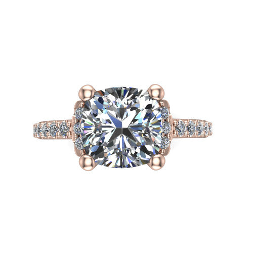 Ana Cushion Shape Classic Engagement Ring in 14K Rose Gold