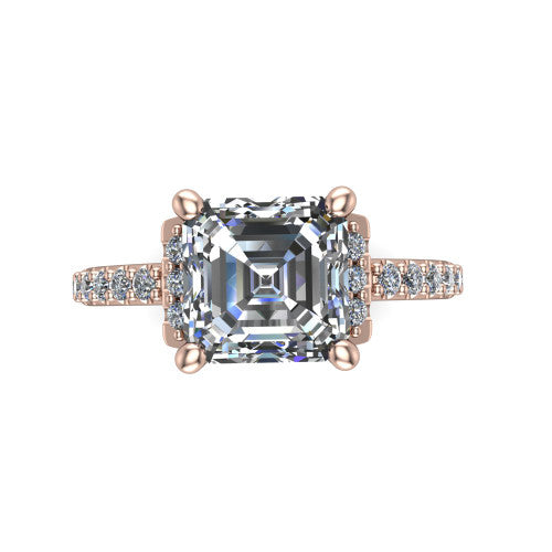 Ana Square Emerald Shape Classic Engagement Ring in 14K Rose Gold