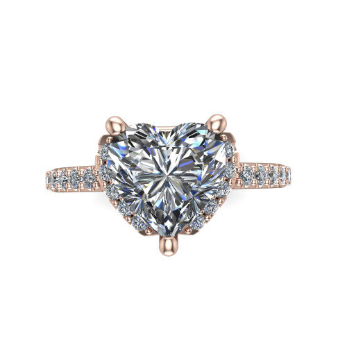 Ana Heart Shape Classic Engagement Ring in 14K Rose Gold