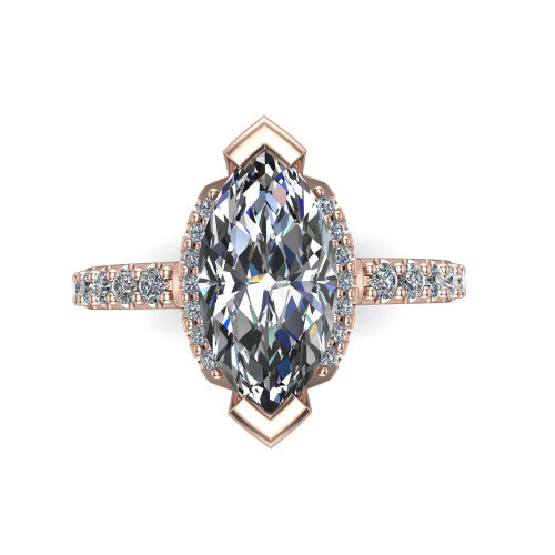 Ana Marquise Shape Classic Engagement Ring in 14K Rose Gold