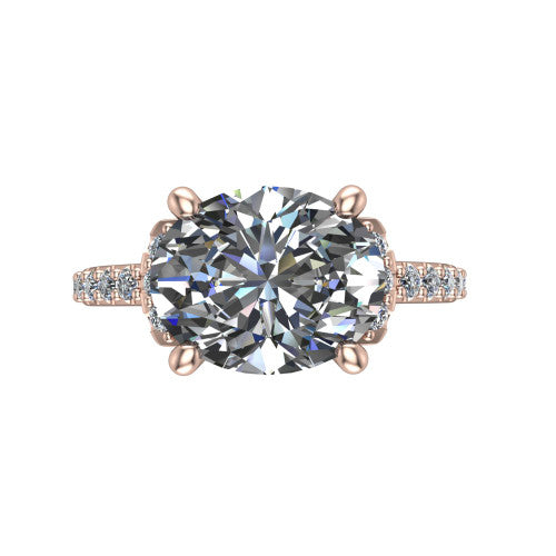 Ana Oval Shape Classic Engagement Ring in 14K Rose Gold