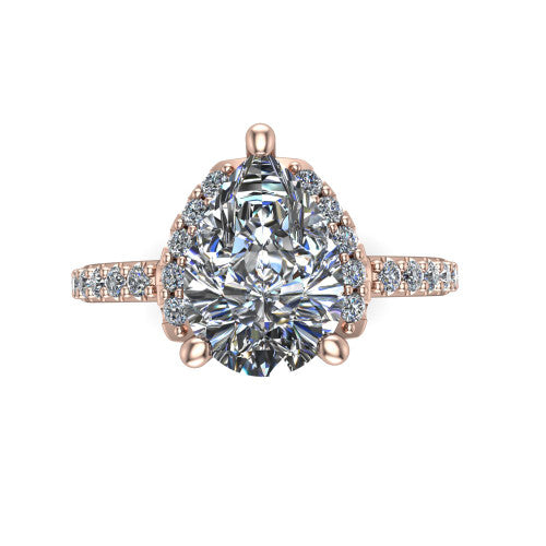 Ana Pear Shape Classic Engagement Ring in 18K Rose Gold