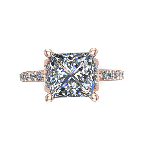 Ana Princess Shape Classic Engagement Ring in 18K Rose Gold