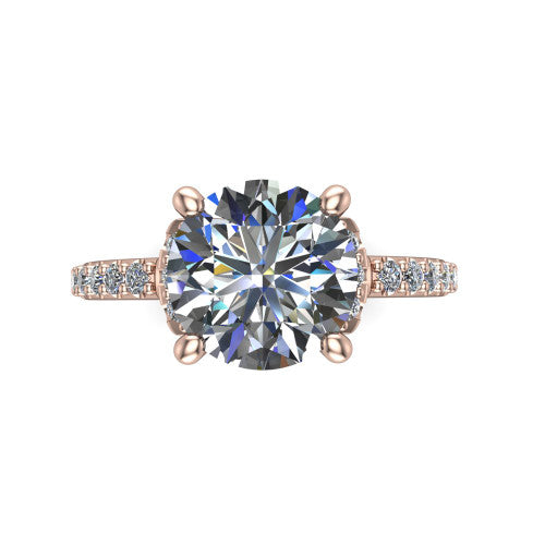 Ana Round Shape Classic Engagement Ring in 18K Rose Gold