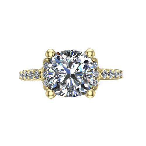 Ana Cushion Shape Classic Engagement Ring in 14K Yellow Gold