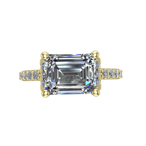 Ana Emerald Shape Classic Engagement Ring in 18K Yellow Gold