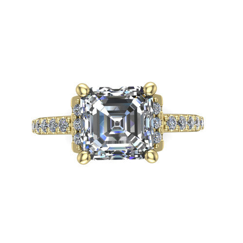 Ana Square Emerald Shape Classic Engagement Ring in 18K Yellow Gold