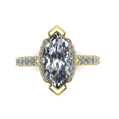Ana Marquise Shape Classic Engagement Ring in 14K Yellow Gold