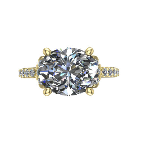 Ana Oval Shape Classic Engagement Ring in 14K Yellow Gold
