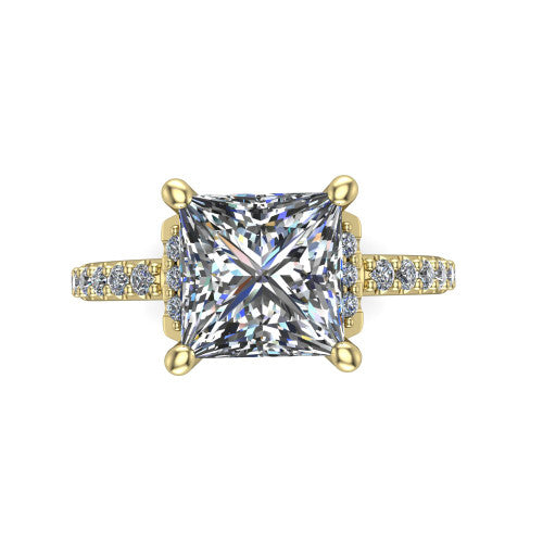 Ana Princess Shape Classic Engagement Ring in 14K Yellow Gold