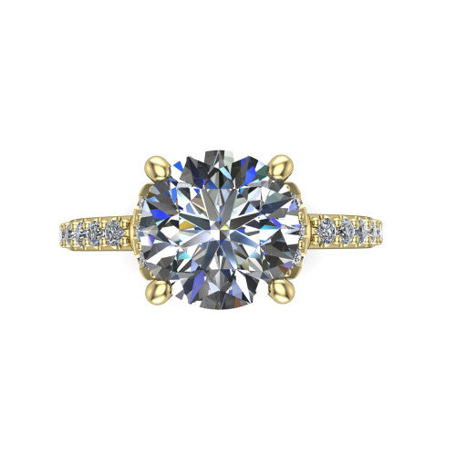 Ana Round Shape Classic Engagement Ring in 18K Yellow Gold