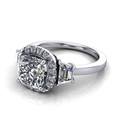 Anabella Cushion Shape Halo Engagement Ring in Platinum