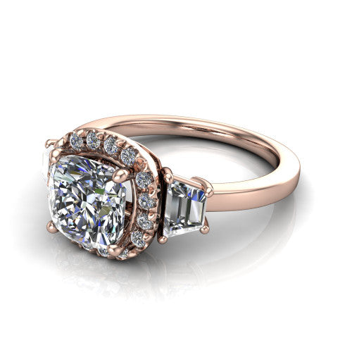 Anabella Cushion Shape Halo Engagement Ring in 14K Rose Gold