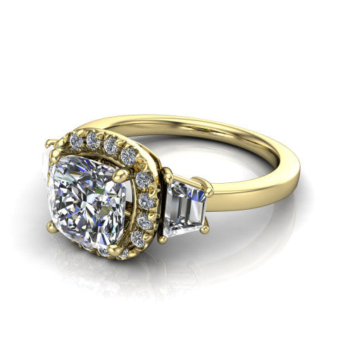 Anabella Cushion Shape Halo Engagement Ring in 14K Yellow Gold