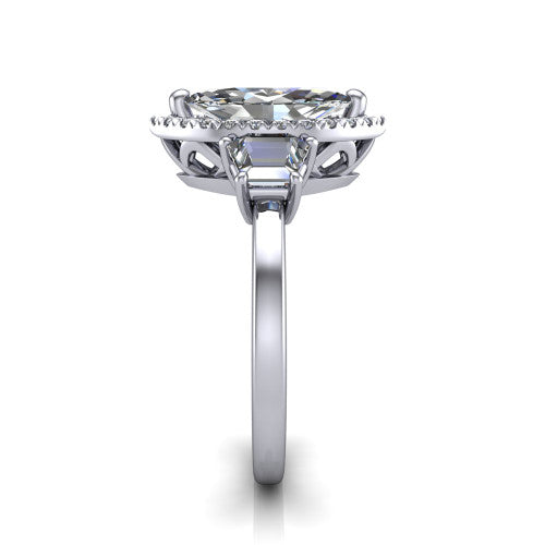 Anabella marquise halo engagement ring in 14K White Gold, side profile showing the halo, side stones, and polished band in profile