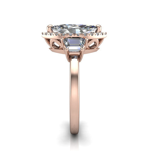 Anabella marquise halo engagement ring in 14K Rose Gold, side profile showing the halo, side stones, and polished band in profile