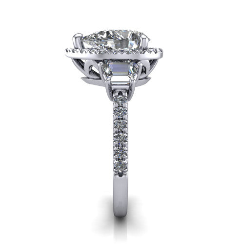 Amira Pear Shape Halo Engagement Ring in 18K White Gold