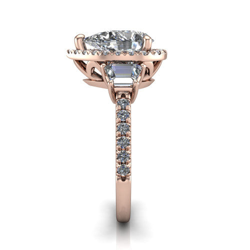 Amira Pear Shape Halo Engagement Ring in 18K Rose Gold