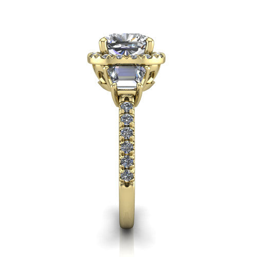Amira Cushion Shape Halo Engagement Ring in 18K Yellow Gold